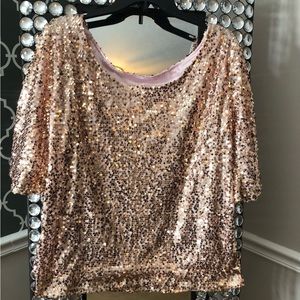 Rose gold sequin shirt, L
